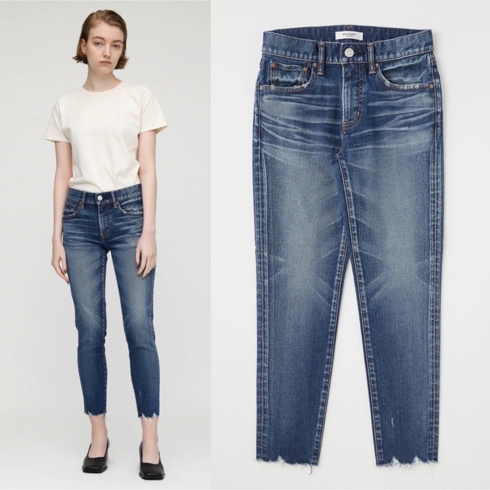 Moussy Blue Ankle Cropped Jeans with Vintage Distressing - size 26
